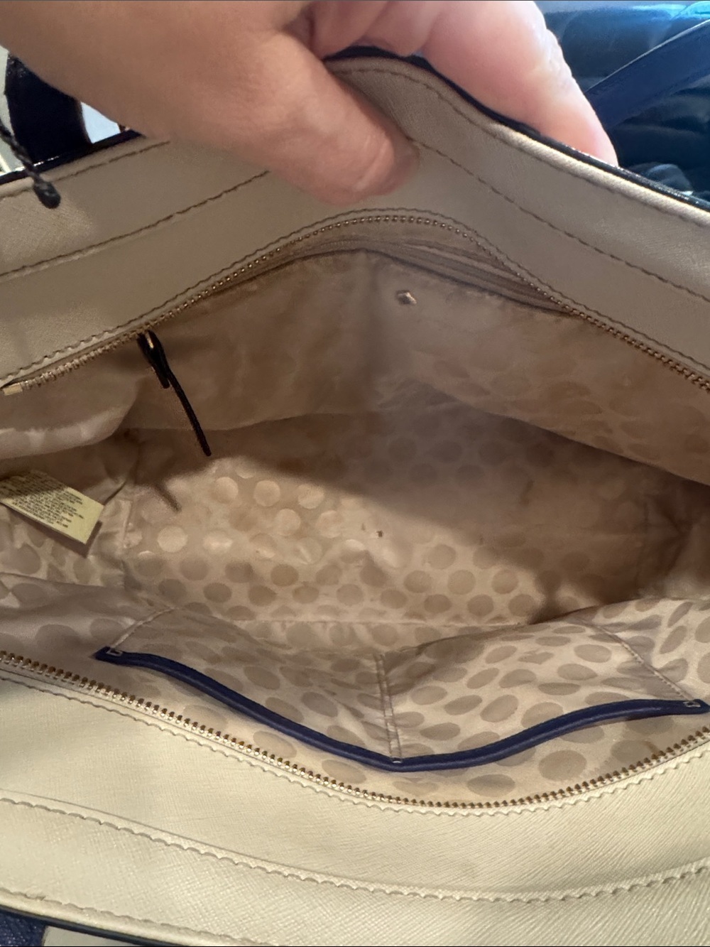 kate spade Cream and Blue Colorblock Leather Tote - Picture 6 of 12